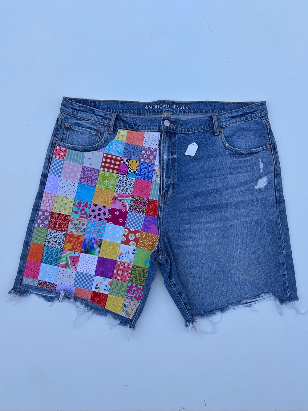 Upcycled Colourful Patchwork Denim Shorts